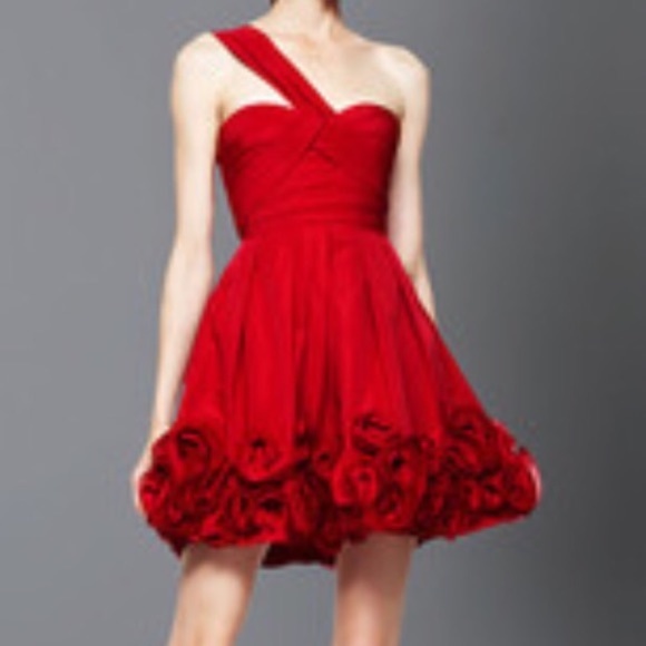 One-Shoulder Taffeta Dress with Rosettes - Picture 7 of 7